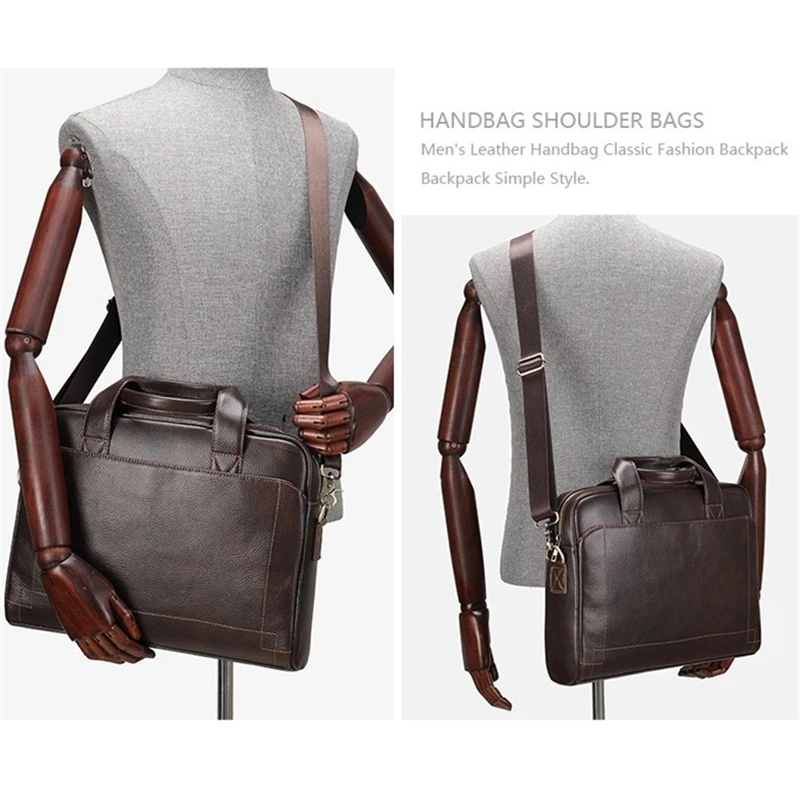 Men's Genuine Leather Laptop Bag Male Briefcase Office Handbags For Men Natural Leather Attache Case Documents Shoulder Bags