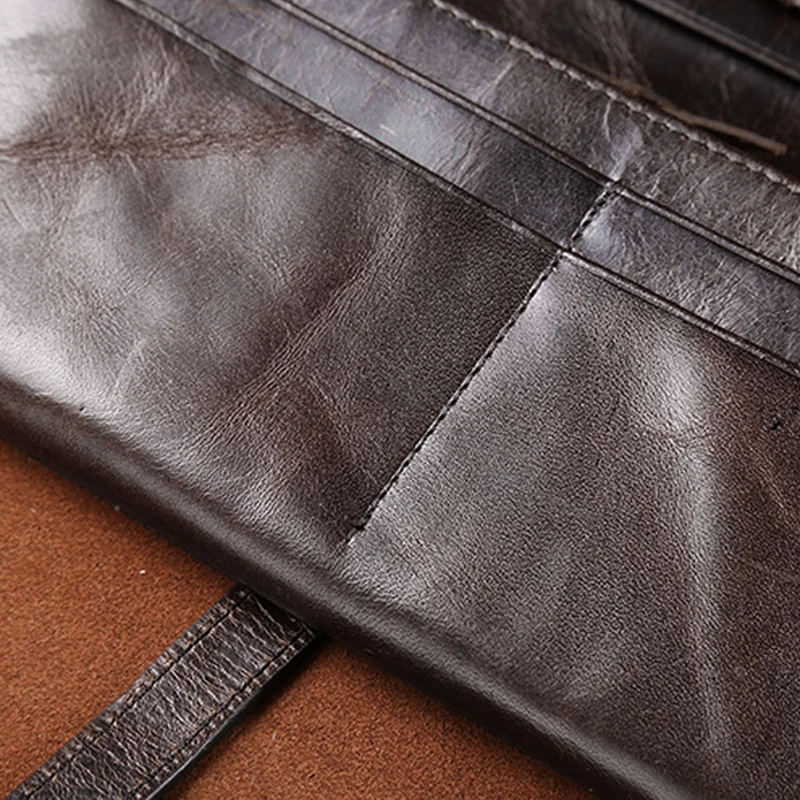 

Мужской винтажный кошелек из натуральной кожи, Длинный складной кошелек-клатч для денег G5AE