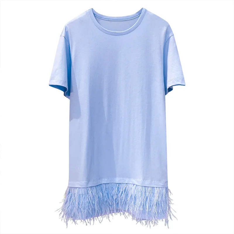 

TVVOVVIN 2020 Summer New Loose Short Sleeve Patchwork T-shirt Girl Female O-neck Layering Streetwear Casual Long Z0002