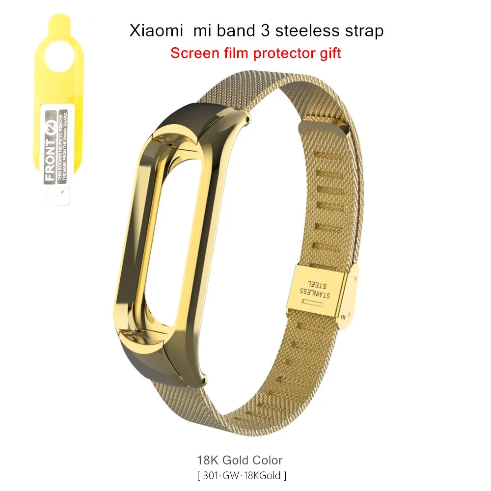 301-GW-Gold E-ZONE mi band 3 металлический ремешок для Xiaomi mi Band 3 Браслет Смарт-часы Band 3 аксессуар - Цвет: 301-GW-Gold