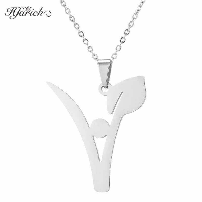 Hfarich модное вегетарианское ожерелье из нержавеющей стали с цветочным рисунком