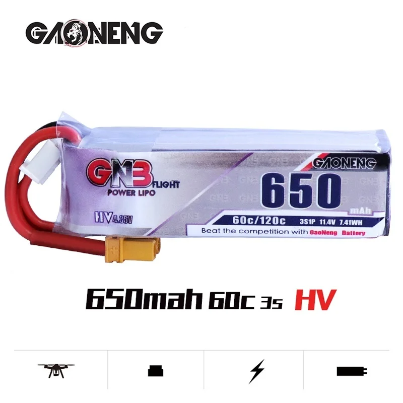 Оригинальный аккумулятор Gaoneng GNB HV Lipo 650 мАч 3S 11 4 в 60C/120C XT30 штекер для FPV гоночного