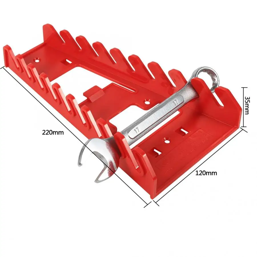 Wrench Rack 9 Slot Red Plastic Standard Organizer Holder Storage Tool Wrenches Keeper |