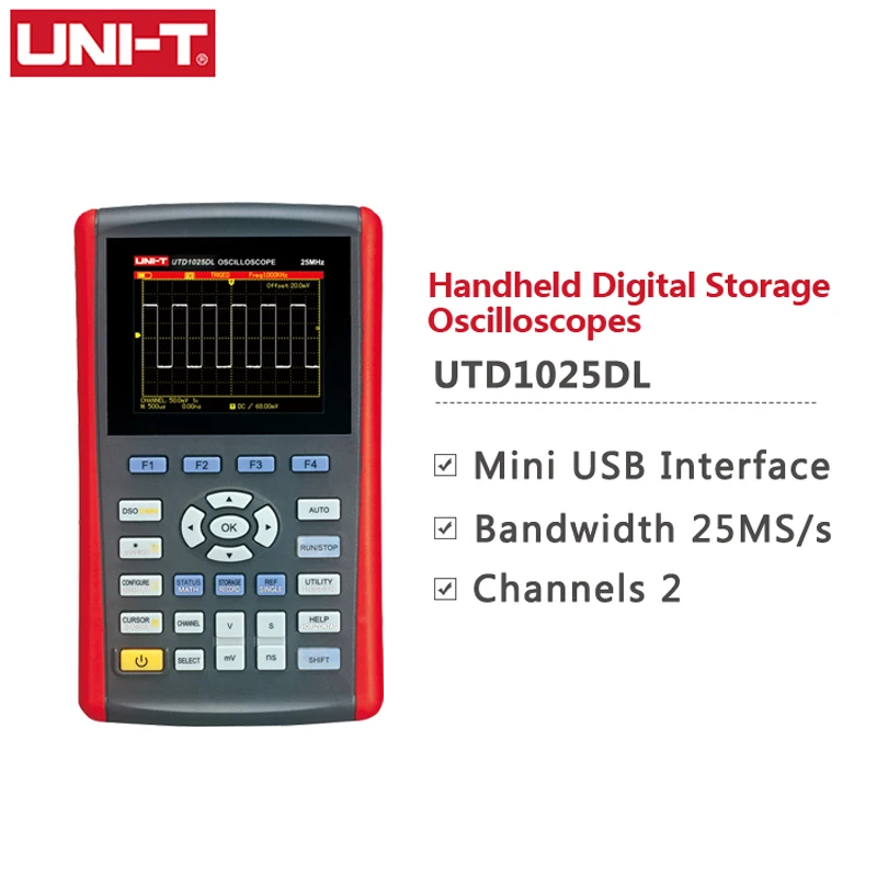 

Ручной цифровой осциллограф UNI-T UTD1025DL с экраном 7 дюймов и ЖК-дисплеем