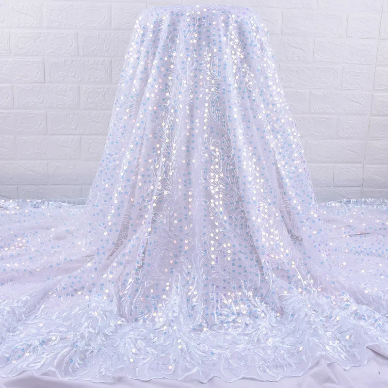 

Кружевная ткань из молочного шелка, белого цвета, с блестками, кружево во французском стиле для свадебного платья, 2020