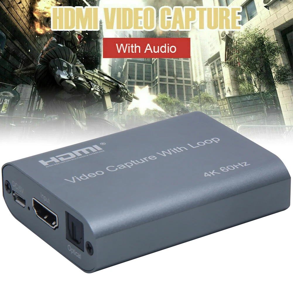 

4K 60Hz 1080P Computer Online Teaching Audio USB3.0 Video Card Game Recording Box Optical Fiber Local Loop Out