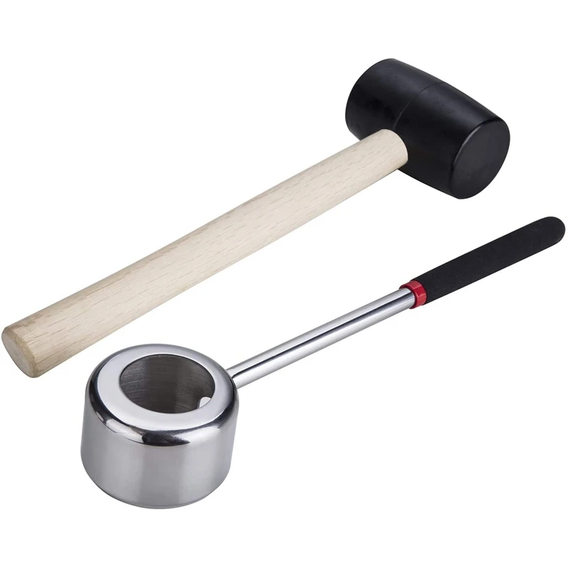 

Coconut Opener Tools with Hammer Super Safe & Easy to Open Young Coconuts,Food Grade Opener,Rubber Mallet with Handle