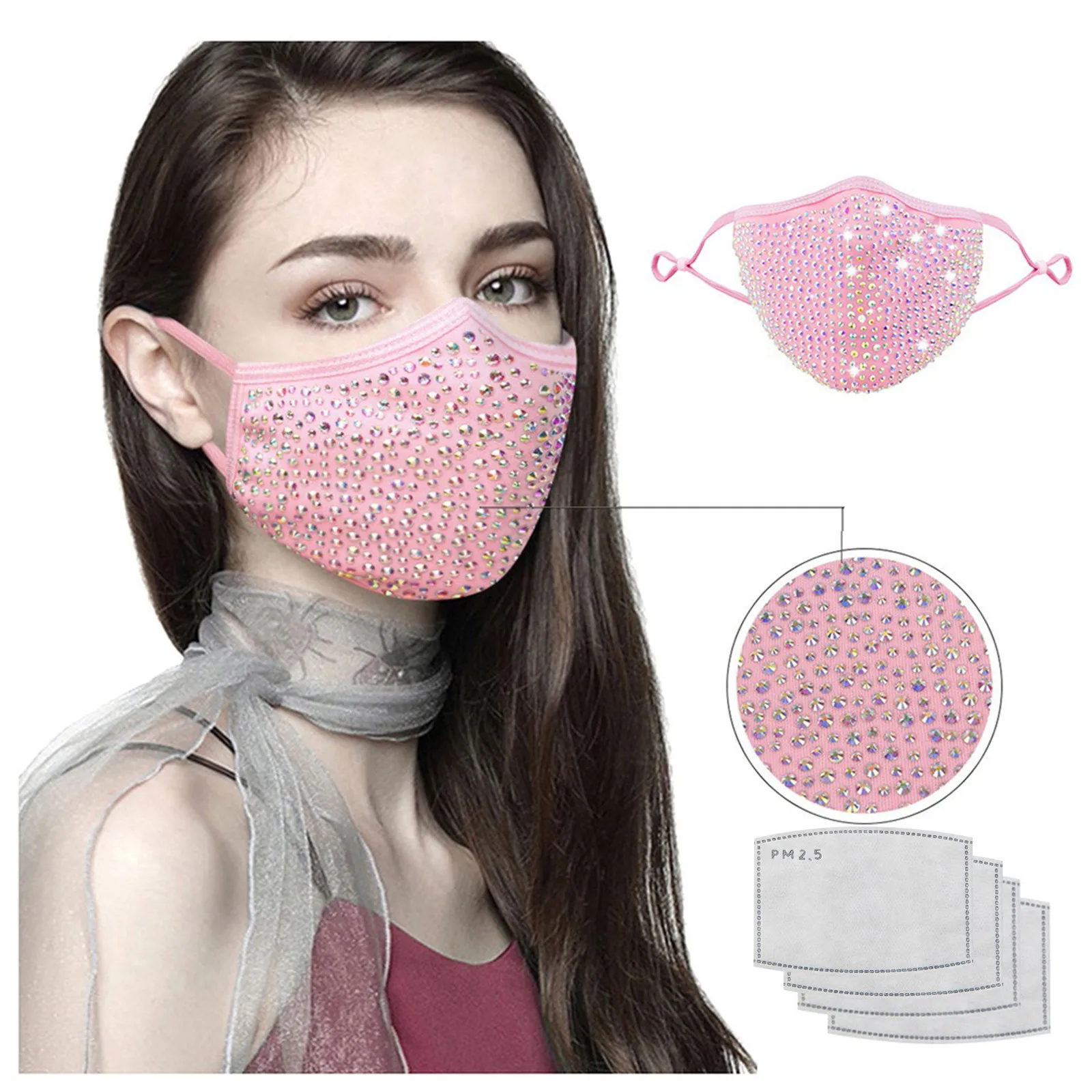 Маска Стразы для взрослых маски Хэллоуина блестящая Клубная маска дышащие