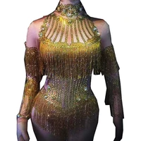 sparkly rhinestones women off shoulder jumpsuits nightclub bar prom party outfit singer jazz dance stage costume hip hop romper