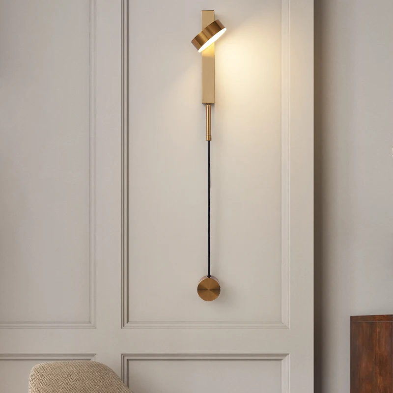 

Led Wall Lamps With Switch For Bedroom Bedside Black Rotation Modern Loft Stair Aisle Indoor Decoration Sconce Light Fixture