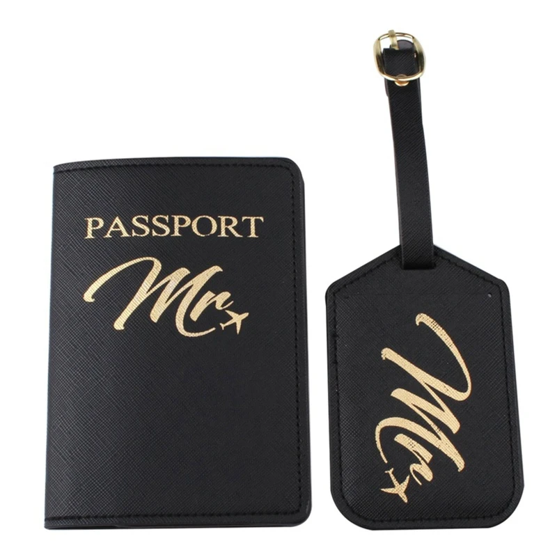 1Set PU Leather Luggage Tag Mr./Mrs. Passport Case for Couples Honeymoon LX9F | Багаж и сумки