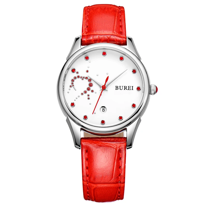 BUREI 3017 швейцарские часы женские роскошные брендовые модные кварцевые с