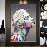 colorful paint on face women canvas painting abstract posters and prints wall art picture for living room home decor cuadros