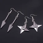 Женскиемужские серьги-подвески в стиле аниме ниндзя, серьги для косплея, орочимару, с логотипом Konoha, кунай, шурикен, Дротика, оружие, ювелирное изделие в стиле панк