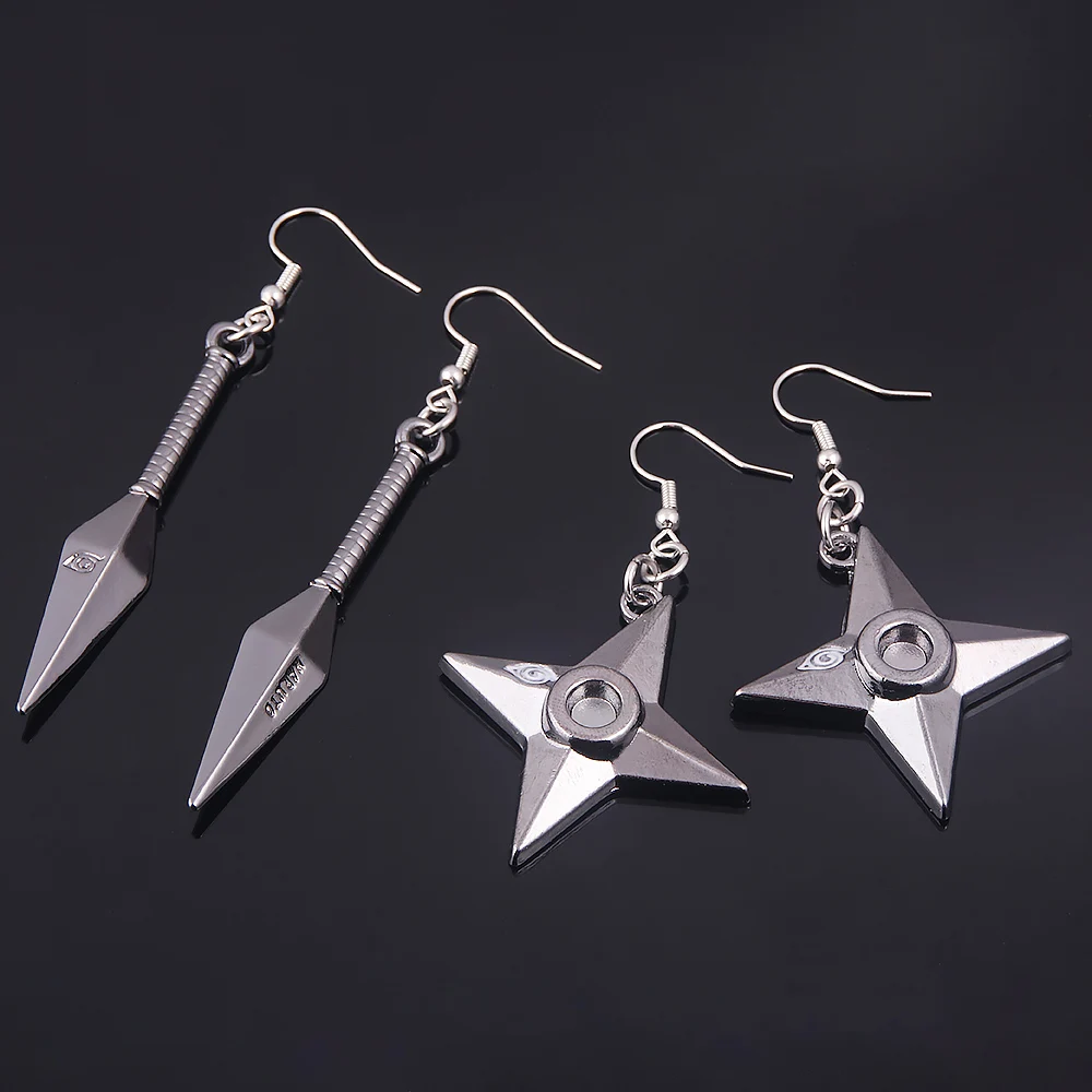 Аниме ниндзя серьги для косплея Orochimaru с логотипом Konoha Kunai Shuriken Дротика оружие