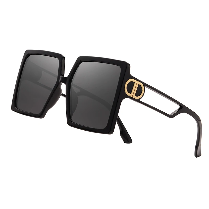 

2021 Fashion Oversized Square Sunglasses Retro Gradient Big Frame Sun Glasses For Women One Piece Gafas Shade Mirror Clear UV400