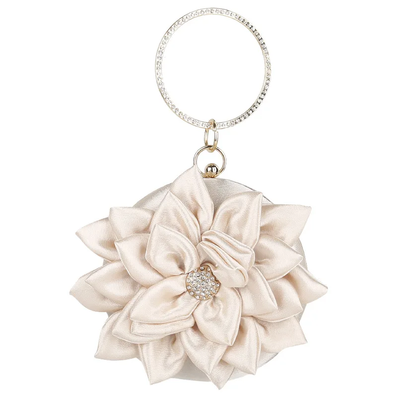 

Women's bag Lady's Floral Rhinestone round Luxury Designer purses and handbags Wedding Party clutch purse for women Female bag