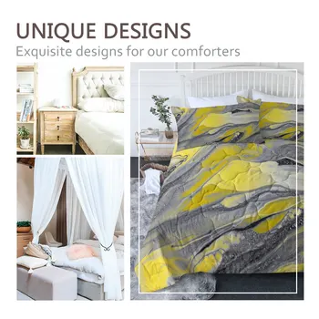 BlessLiving Marble Summer Quilt Set Yellow Grey Comforter Rock Spar Texture Bed Cover Nature Inspired Trendy Housse De Couette 2