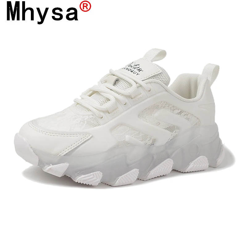

Women's Sneakers 2021 Summer New Fashion Jelly Bottom Breathable Mesh Lace-up Women's Vulcanized Shoes Outdoor Platform Shoes