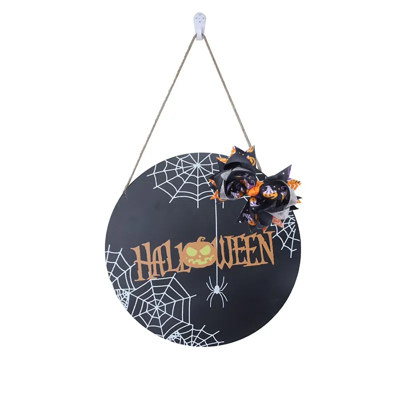 Wood Halloween Front Door Welcome Sign Porch Hanging Rustic Farmhouse Home Spider Web Pumpkin Plaque Decoration | Дом и сад