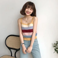 causal knitted striped tank top summer sexy vest tops female fitness sleeveless basic camisole