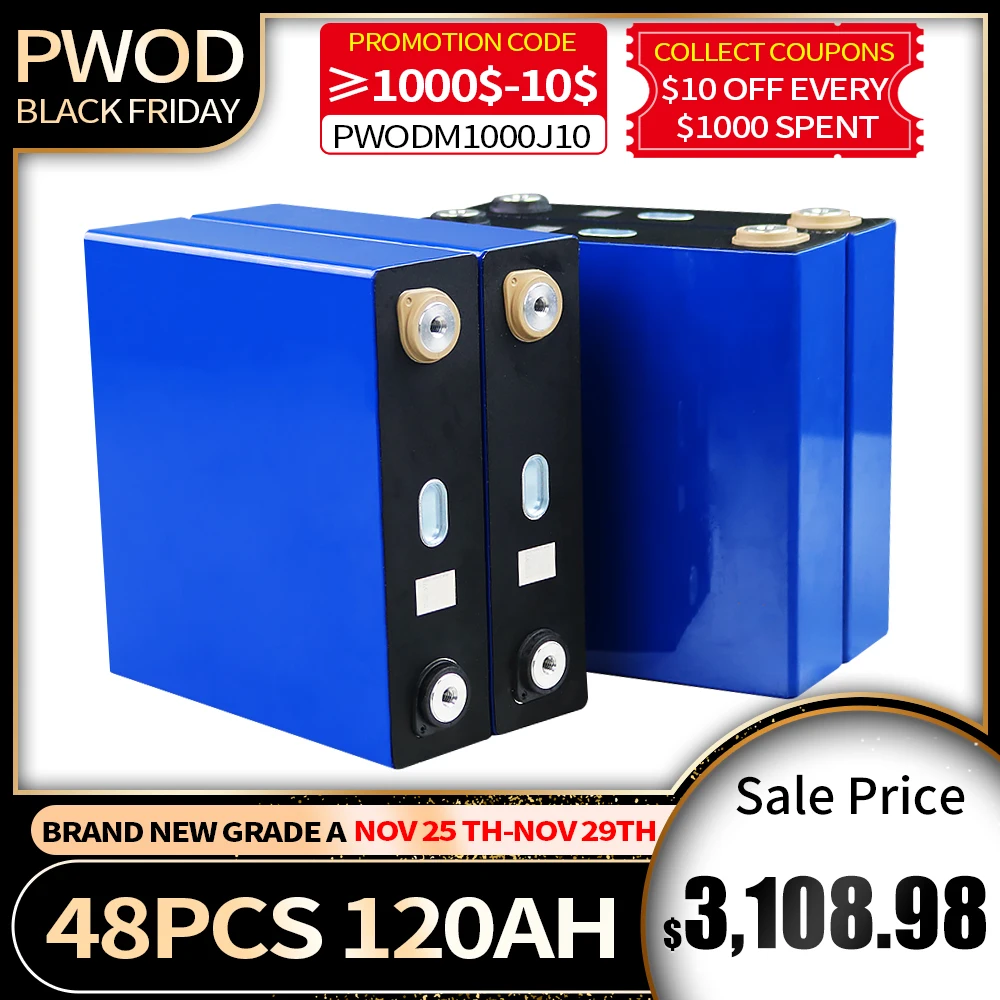 

PWOD 48 шт. Новинка 3,2 В Ач LiFePO4 Аккумуляторная батарея для EV RV аккумуляторная батарея большой емкости diy solar RV EU US ATX бесплатно