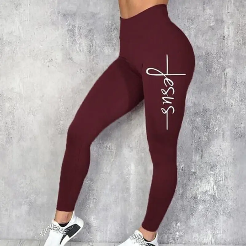 

Sfit Fashion Yoga Legging Letter Print Yoga Pants Fashion High Waist Slim Push Up Leggings Seamless Gym Leggings