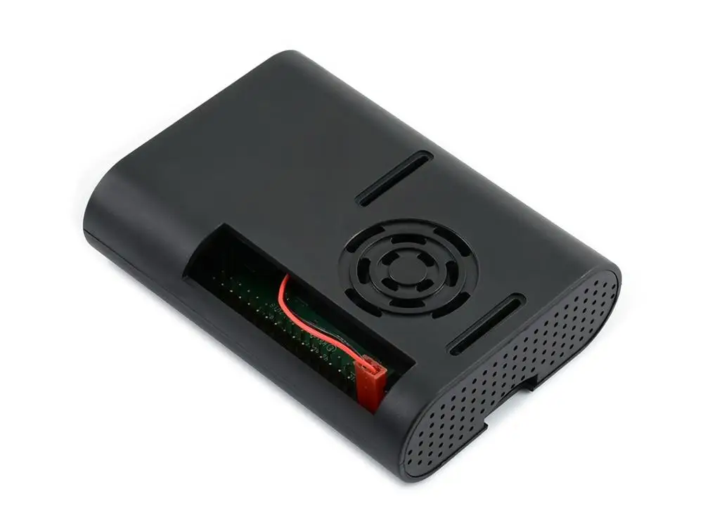 Waveshare Черный ABS чехол для Raspberry Pi 4, с охлаждающим вентилятором