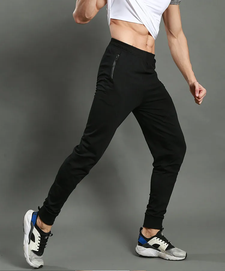 Jogging Pants Men Zip Pocket Gym Beam Foot Sportswear Athletic Trousers Fitness Sports Legging Running Football Soccer | Спорт и