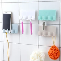 1 pcs wall cell phone bracket 4 colors mobile phone charging holder for wall traceless 4 hook receiving hanger bracket