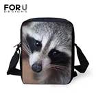Женская Повседневная мини-сумка на плечо FORUDESIGNS, Стильная черная сумка через плечо с принтом в виде лица енота, подарок для девочек-подростков, 2021