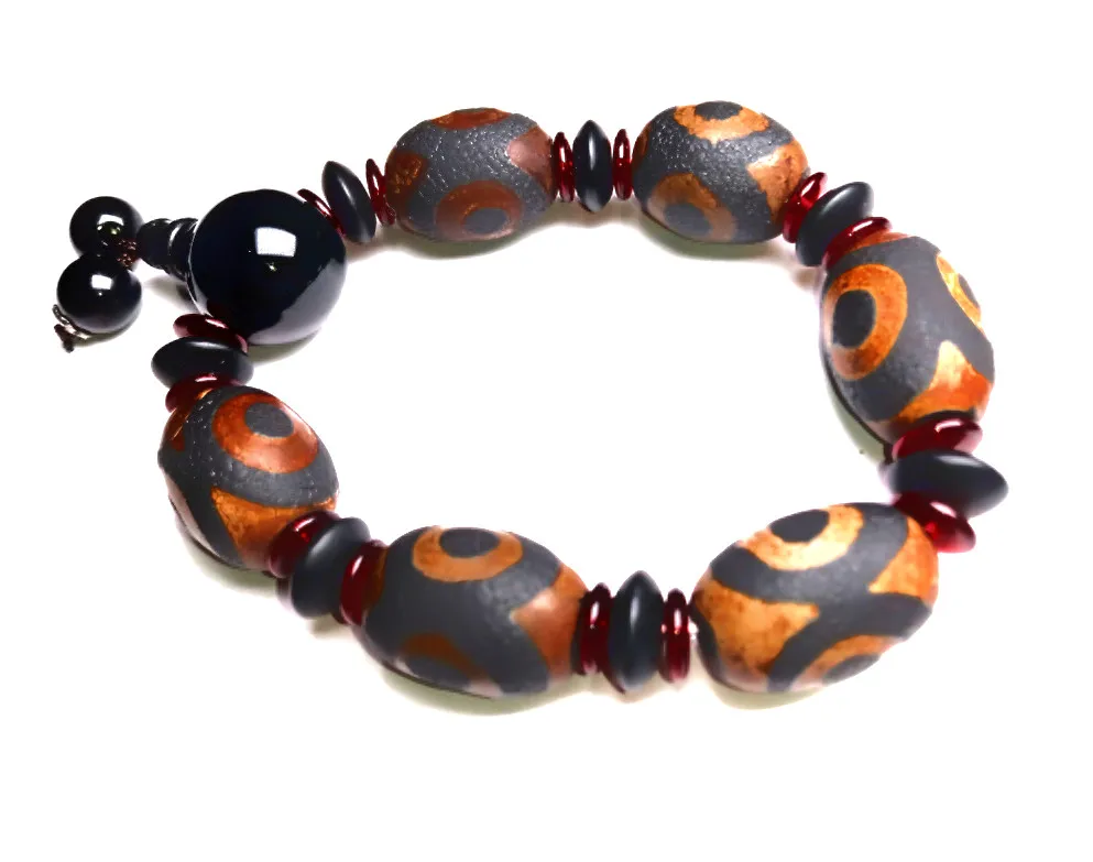 Koraba натуральный винтажный старинный черный браслет с бусинами сглаза ручной