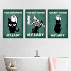 Стыковые салфетки с рисунком кошки, бирюзового туалета, салфетки с вашими ягодицами, цитата Моя леди, художественный принт, винтажная забавная Картина на холсте для ванной комнаты, домашний декор