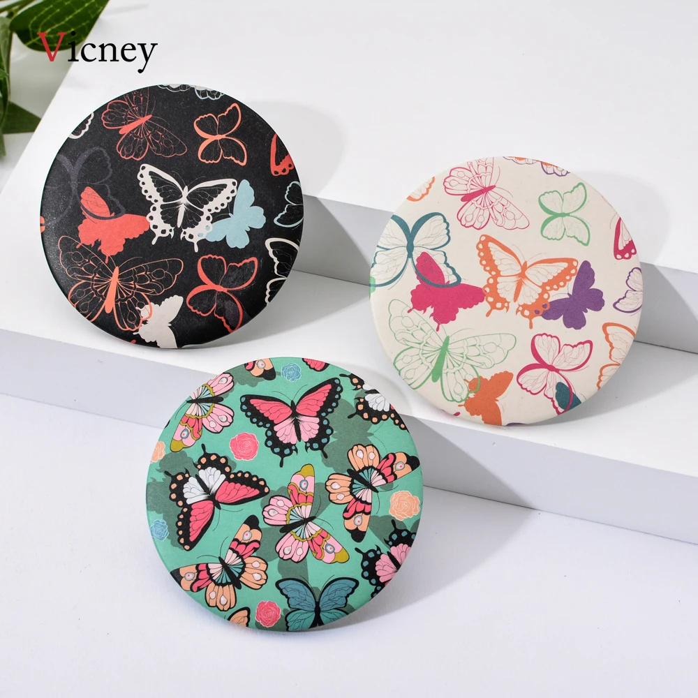 Vicney 1 шт. круглые металлические зеркала для макияжа портативное карманное мини