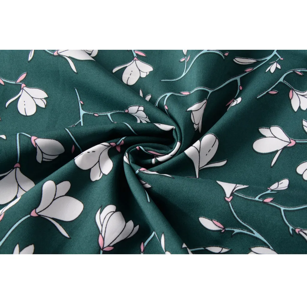 

Women Floral Print Dress Fashion Short Sleeve V-Neck Holiday Midi Dress Ladies Loose High Waist Party Dress Vestidos#35