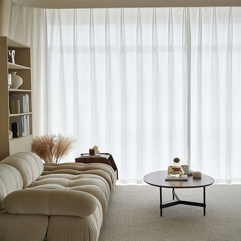 White Light Filtering Tulle for Windows Thicken Semi Sheer Curtains for Living Room Privacy Assured Scratch Resistant One Panels