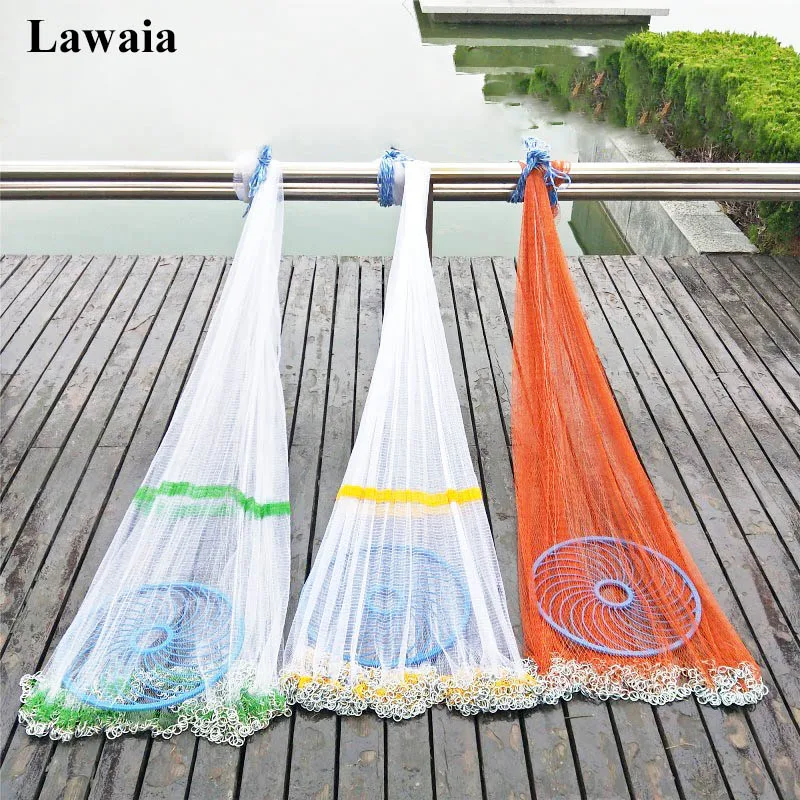 

Lawaia Fishing Nets Of Iron Chain Pedant High Quality Fishing Netting Small Mesh Outdoor Hand Throw Chain Network With Blue Ring
