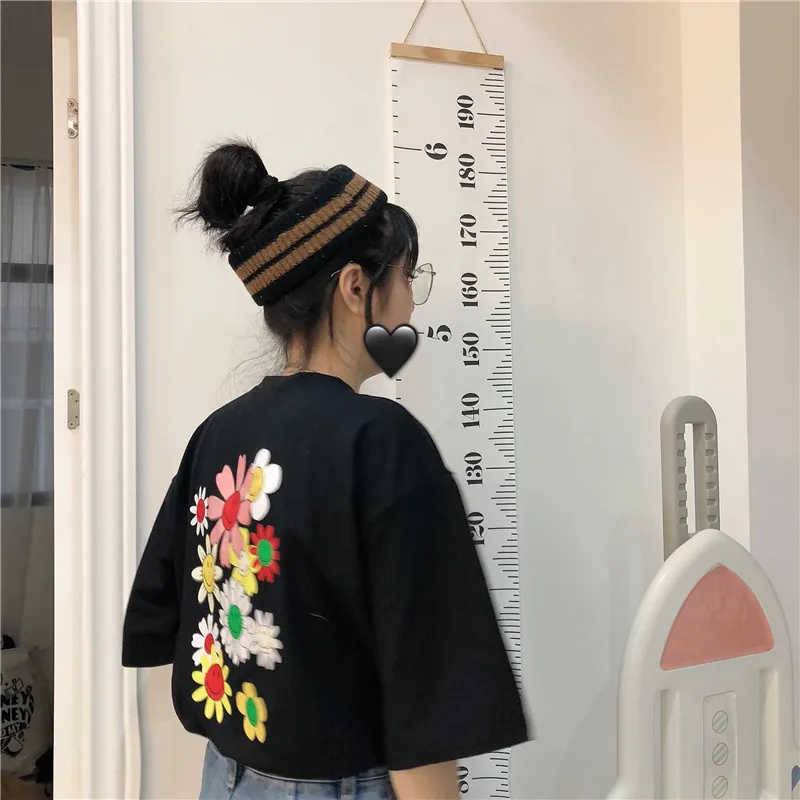 Летнее принтованное платье свободные футболки с коротким рукавом для женщин S