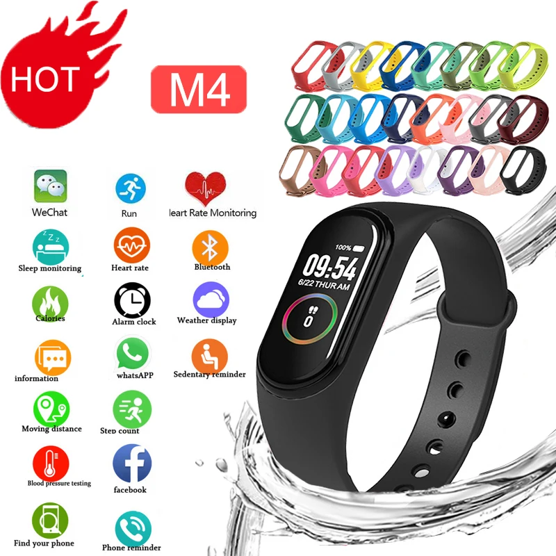 Умные силиконовые смарт часы M4 спортивные браслеты для мужчин светодиодный