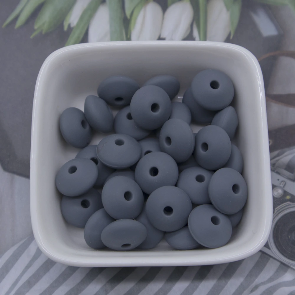 60pc Baby Teether Silicone Teethers BPA Free Abacus Lentils Beads Silicone Beads Baby Teething Nursing Pacifier Clip Accessories - Цвет: 60pc BD020-15
