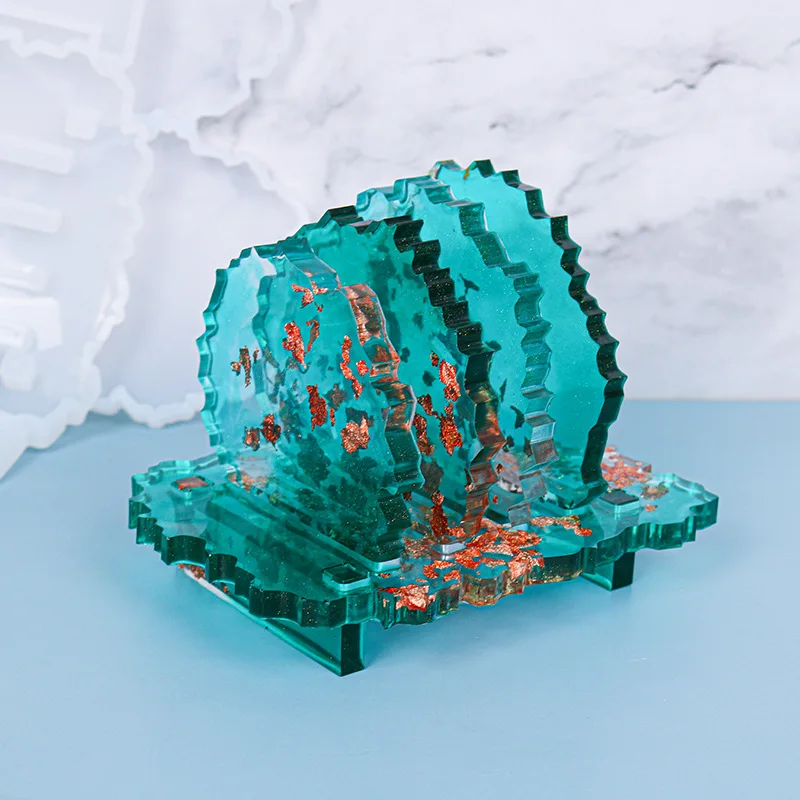 

Irregular Flower TypeCoaster And Bracket Silicone Mold Set Mirror Coaster Storage Crystal Epoxy Resin Mold