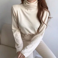 korean fashion black turtleneck sweater women autumn winter 2021 fashion pile collar slim warm bottoming jumper tops femme