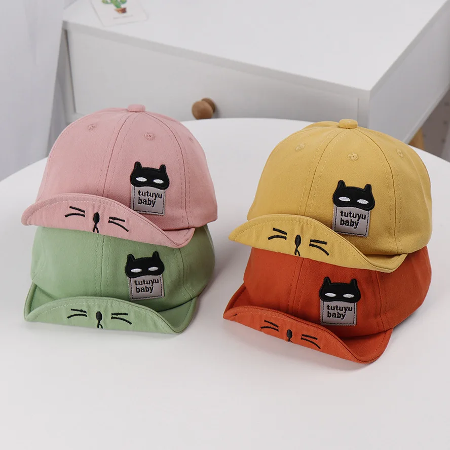 Children's boy and girl hats 2020 spring new cartoon cat soft along cap baby hat sunscreen baseball caps kids snapback | Детская