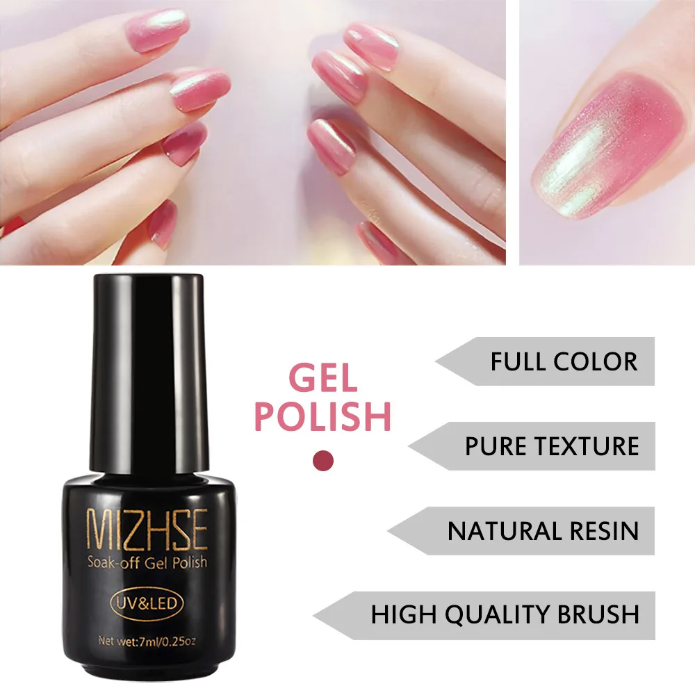 

MIZHSE 7ml UV Semi Permanent Gel Varnish Shell Color Nail Polish Soak Off Glitter Nail Art Gel Polish Lacquer Varnish