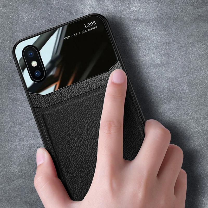 I coque, чехол, чехол, для Apple IPhone X XR iPhoneX на кожаном зеркальном стекле Силиконовый противоударный телефон роскошные мягкие милые чехлы