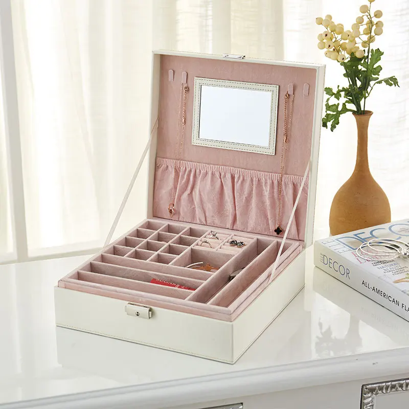 

Black color fashion women luxury jewelry box mini style leather Jewelry Storage Case for Home Travel girl gift 200805-21