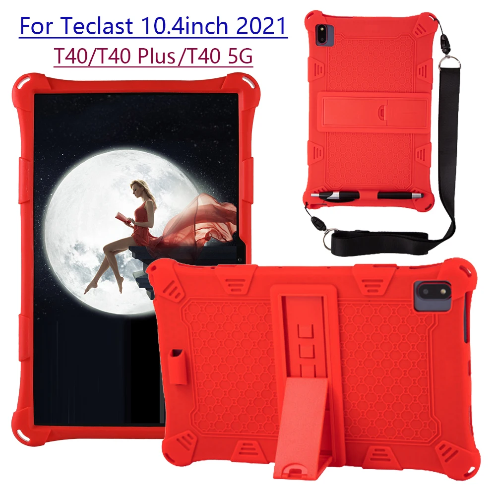 

Stand Case for Teclast T40/T40Plus/T40 5G(2021)10.4 Inch Slim Soft Silicone Shockproof Protective with Stylus Pen+Shoulder Strap