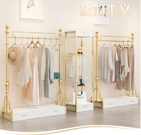 clothing store display rack floor standing womens clothing store side hanging shelf display rack european gold combination clot