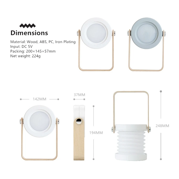 

2pcs Retractable Lantern Lamp Bedroom USB Charging Lamp Child Eye Protection Reading LED Folding Touch Table Lamp Night lamp