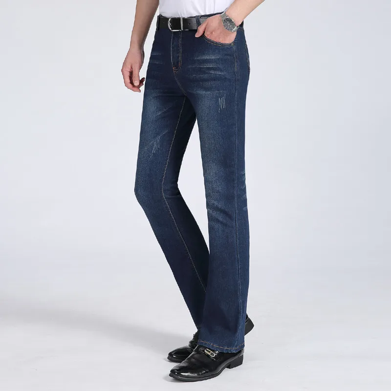 

Jeans men's spring/summer 2021 new Korean denim micro-men pants slim stretch dark blue flared jeans